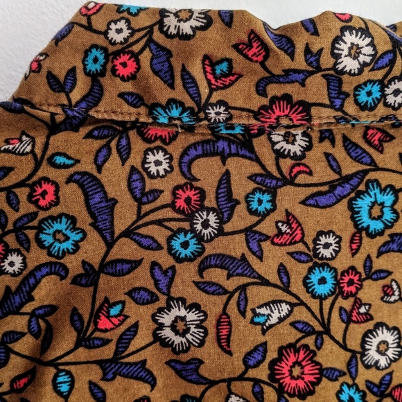 Docker's ⭐VTG Prarie Print Tan Western Shirt LARGE - Picture 3 of 6